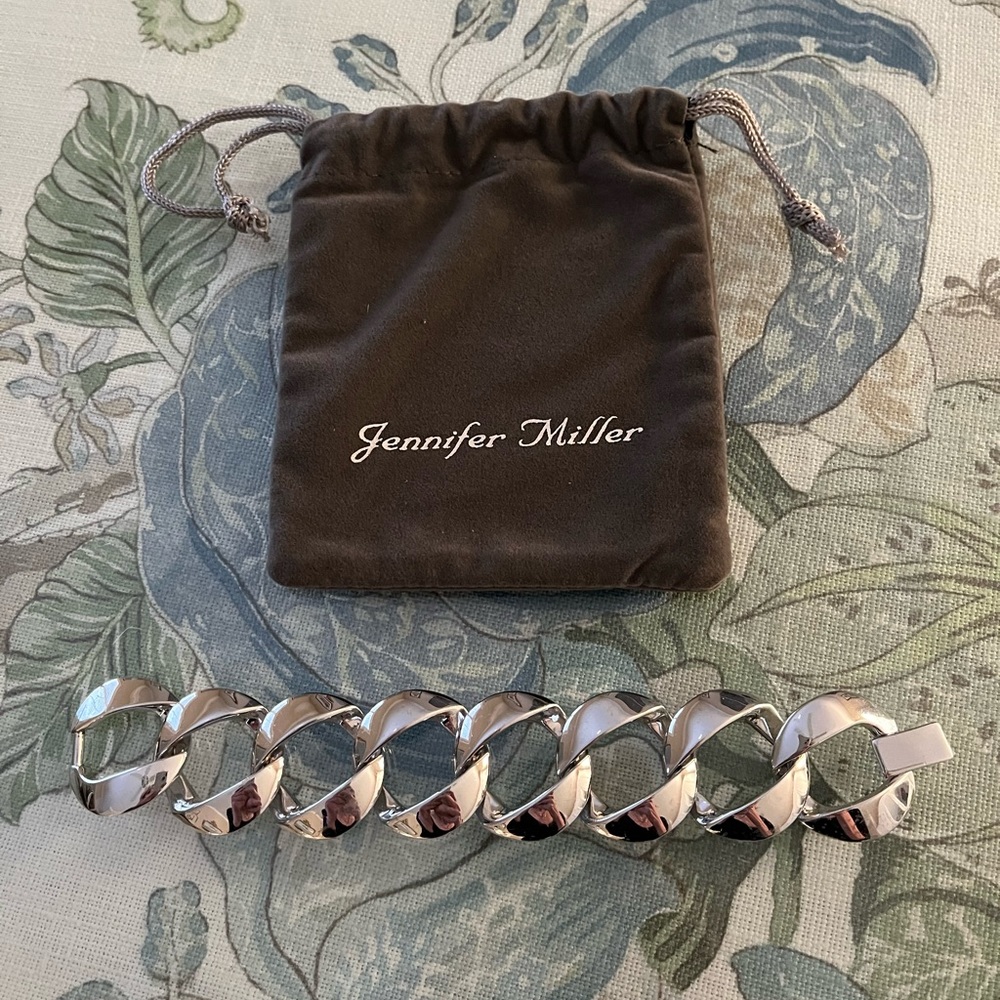 Jennifer Miller White Gold Silver Large Link Bracelet